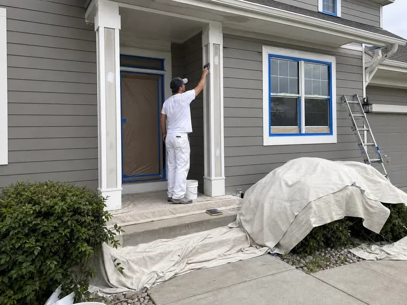 Exterior surface preparation in progress